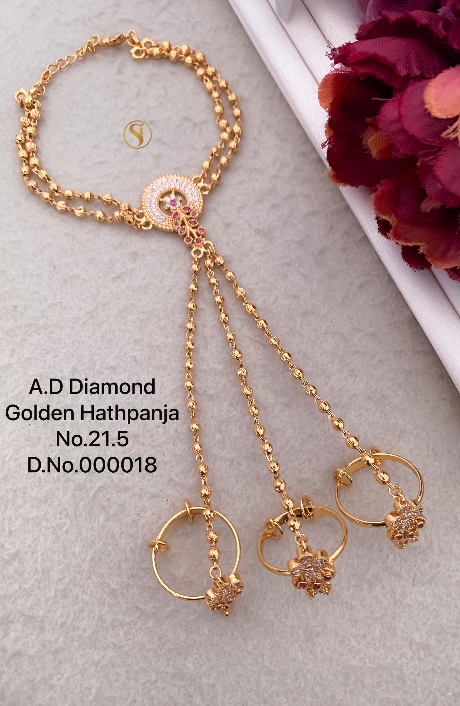 7 AD Diamond Designer Golden Hath Panja Wholesale Shop In Surat
